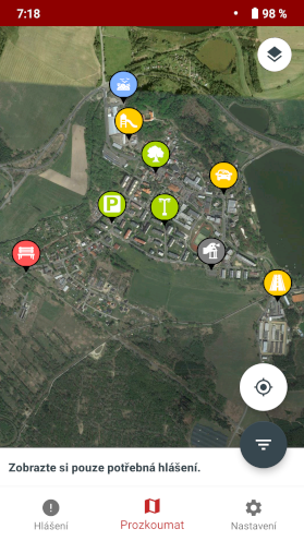 Zobrazení závad na mapě